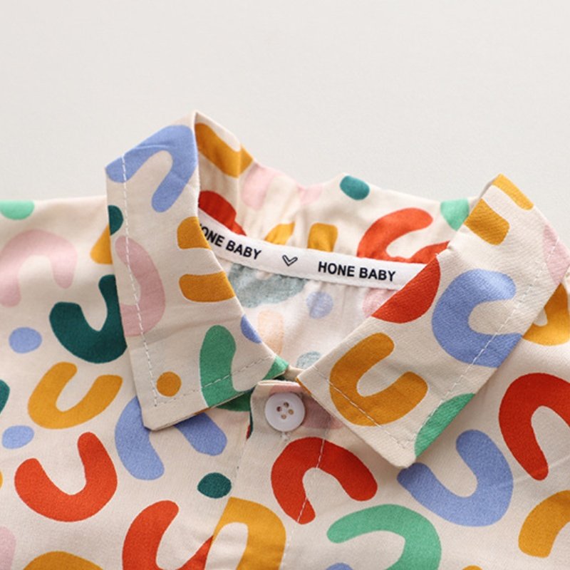 2pcs Print Cotton Kids Clothing Boys Sets Popular Baby Shirts Tops Korean Child Clothes Short-Sleeved