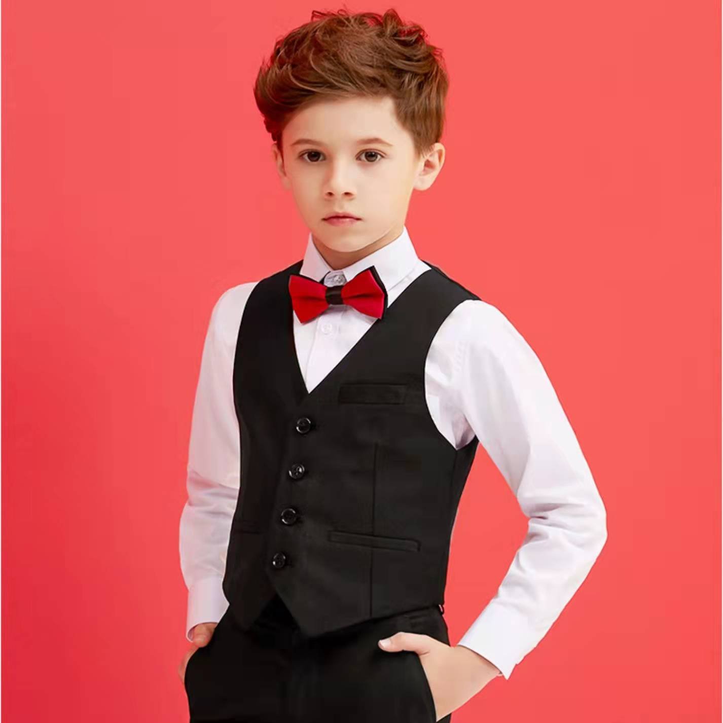 Wholesale Children Clothing Formal Boy's Suit 3 pieces Sets Polyester vest and pants performance stage Suit For Boys