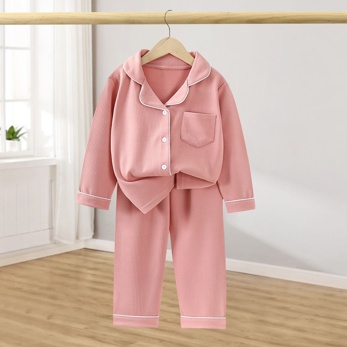 Kids Clothing Set Cotton Velvet Boys Girls Pajamas Button up Kids Pajamas Set