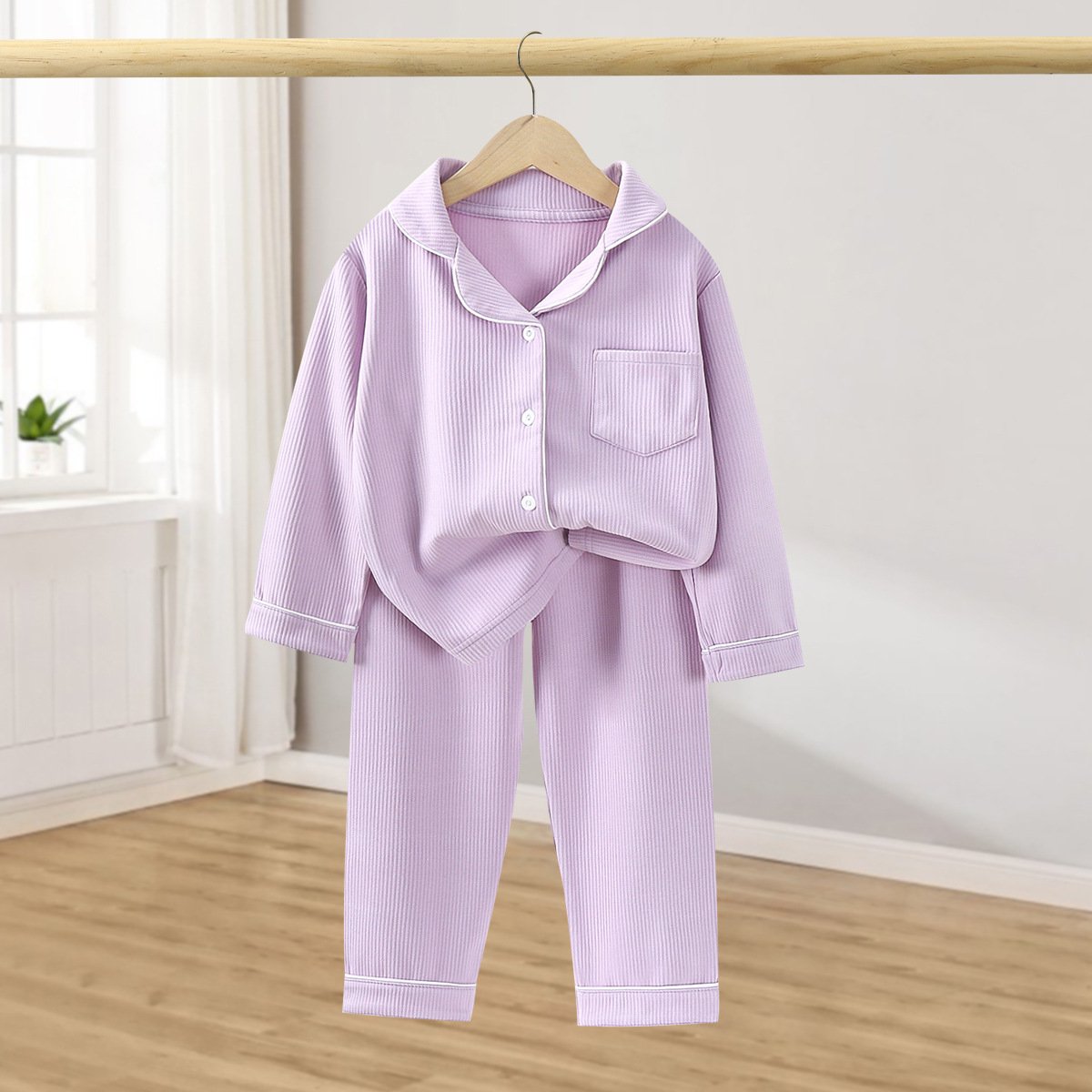 Kids Clothing Set Cotton Velvet Boys Girls Pajamas Button up Kids Pajamas Set