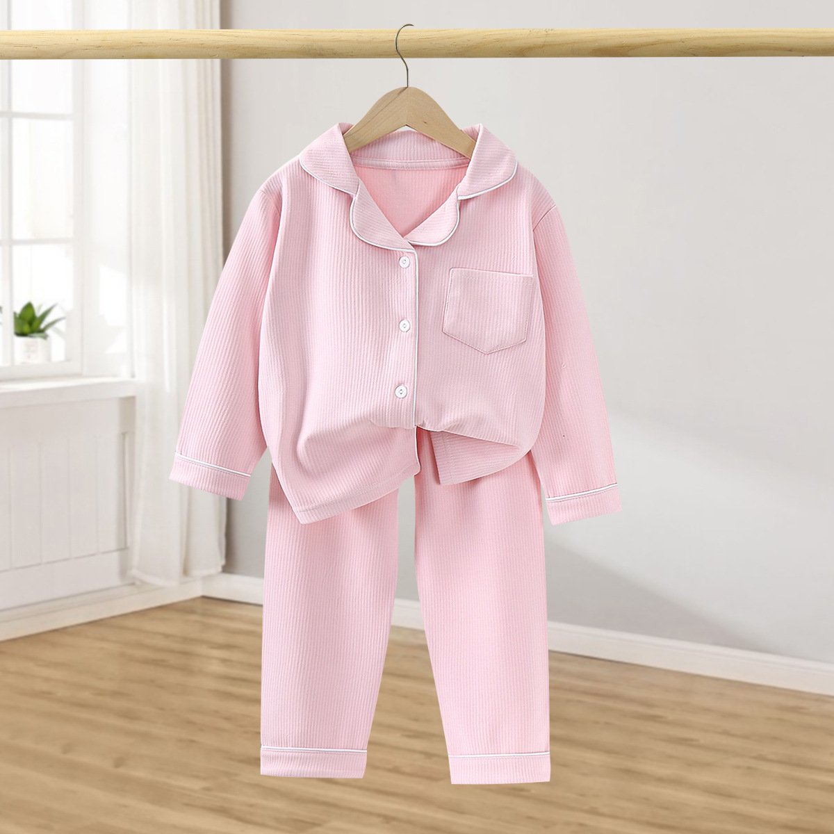 Kids Clothing Set Cotton Velvet Boys Girls Pajamas Button up Kids Pajamas Set