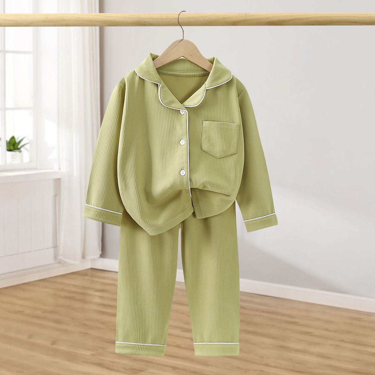 Kids Clothing Set Cotton Velvet Boys Girls Pajamas Button up Kids Pajamas Set