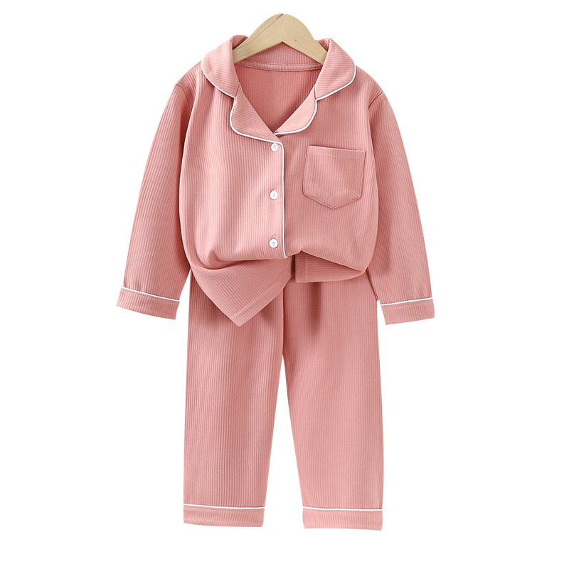 Kids Clothing Set Cotton Velvet Boys Girls Pajamas Button up Kids Pajamas Set