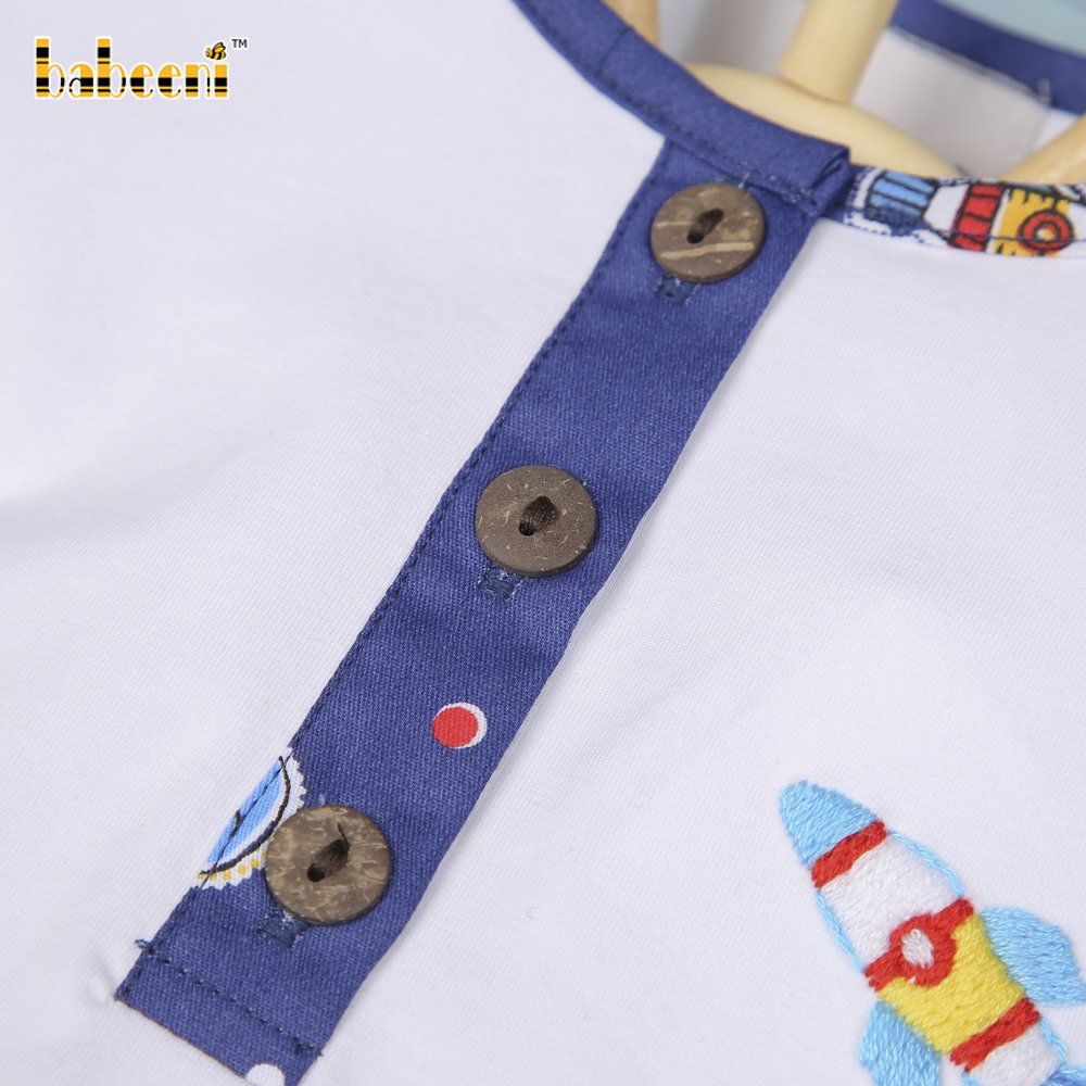 Rocket embroidery boy set clothing OEM ODM customized hand made embroidery wholesale manufacturer - BB2773