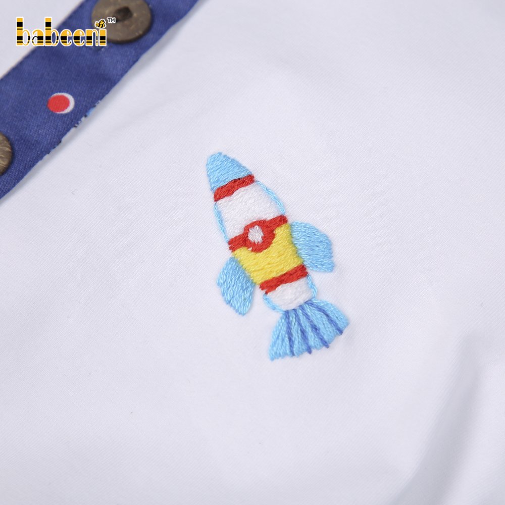 Rocket embroidery boy set clothing OEM ODM customized hand made embroidery wholesale manufacturer - BB2773