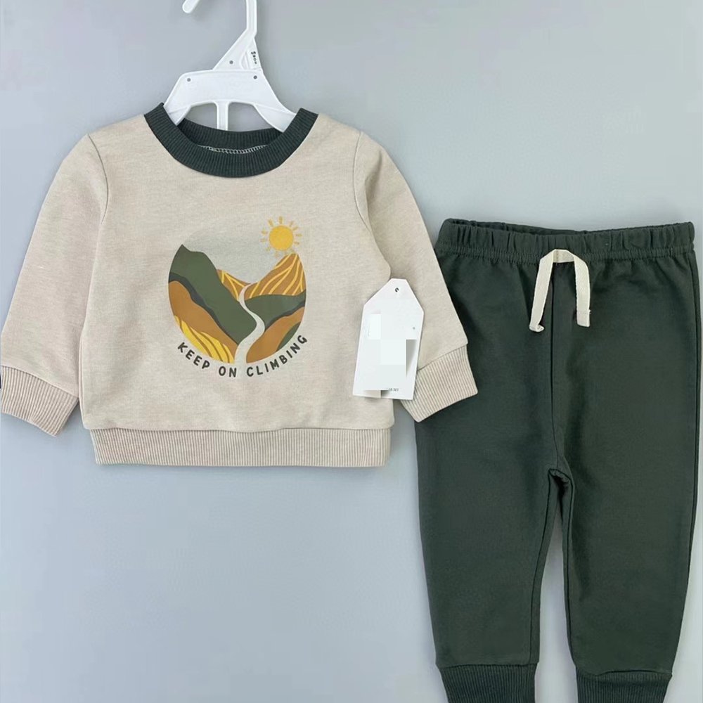 Autumn Long-Sleeved Newborn Boy Clothes 2-Piece Set Children Cotton Sports Clothing Kids Bedroom Furniture Suits
