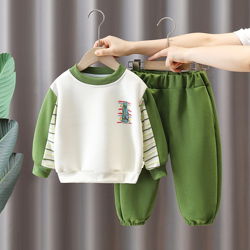 Wholesale Boutique Spring Autumn Baby Printed Hoodies Suits 2pcs Fashion Boys Clothing Sets
