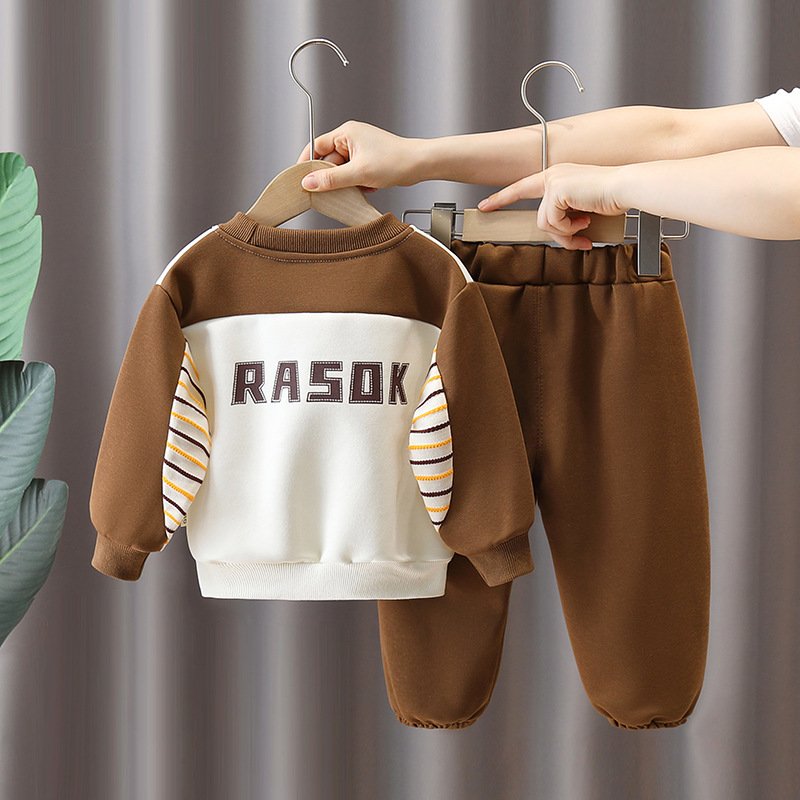 Wholesale Boutique Spring Autumn Baby Printed Hoodies Suits 2pcs Fashion Boys Clothing Sets