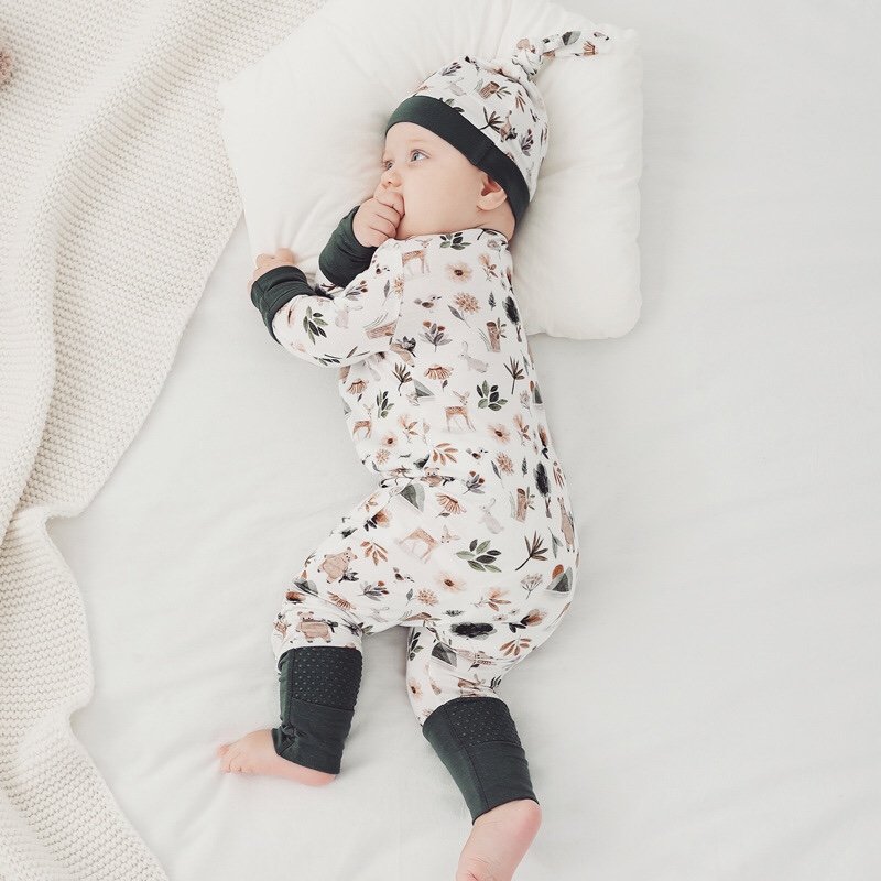 Custom Print Baby Bamboo Sleeper Soft Zipper Fold Over Environmentally Friendly Baby Onesi Bamboo Viscose Baby Pajamas Clothes