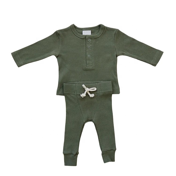 High-Quality Winter Custom Boys Solid Color Spandex Organic Cotton Baby Clothing Sets
