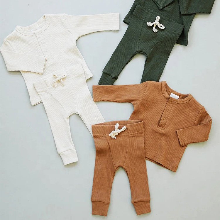 High-Quality Winter Custom Boys Solid Color Spandex Organic Cotton Baby Clothing Sets