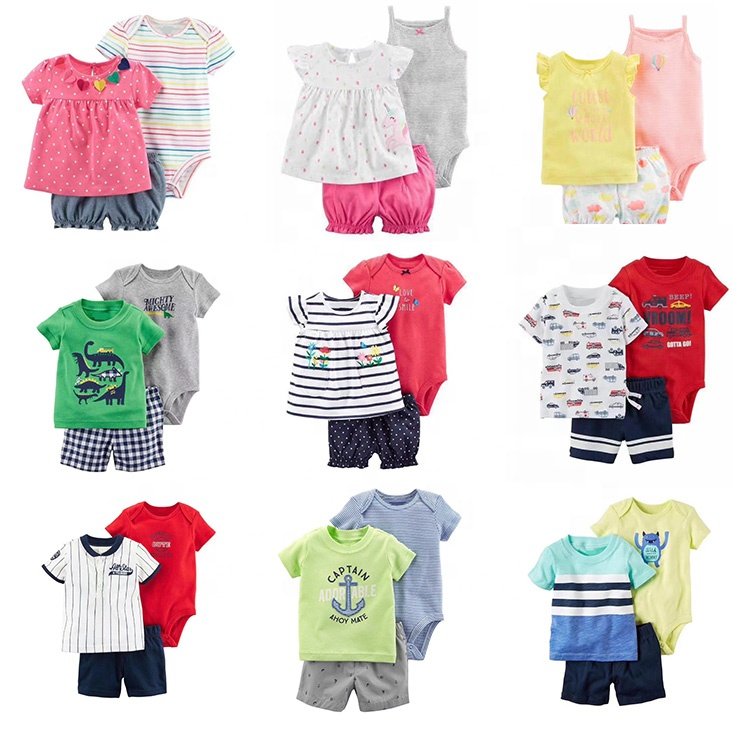 12.4 wholesale Baby Girl Boy clothing sets Newborn Baby Clothes 3-piece Bodysuit Pant Set