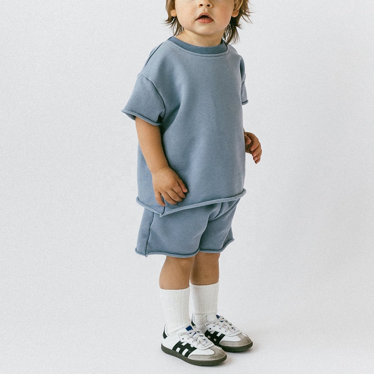 Custom Logo Casual Loose Tshirt And Shorts Summer Suit Children's Short Sets 2 Piece Newborn Kids Girls Boys Clothing Sets