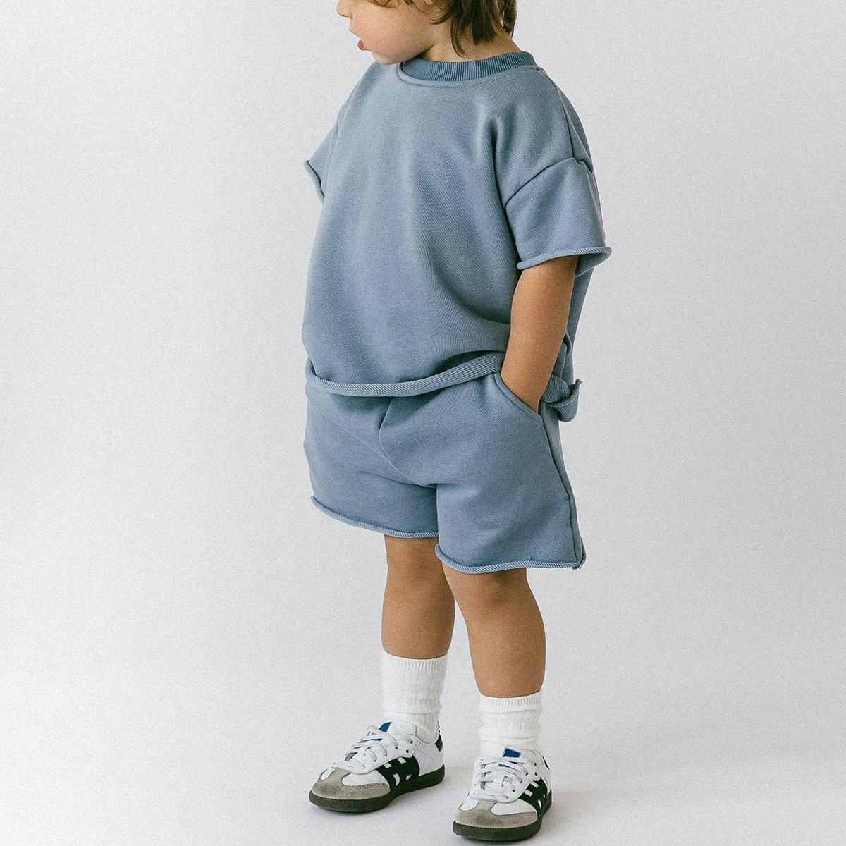 Custom Logo Casual Loose Tshirt And Shorts Summer Suit Children's Short Sets 2 Piece Newborn Kids Girls Boys Clothing Sets