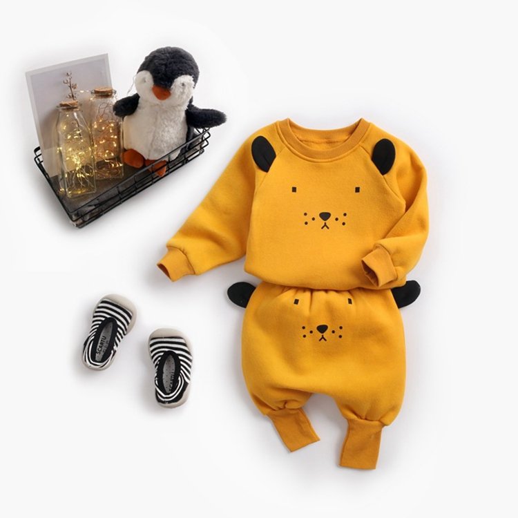 Fashion cute infant harem pants 2pcs animal baby sweat suit solid baby boy clothing set