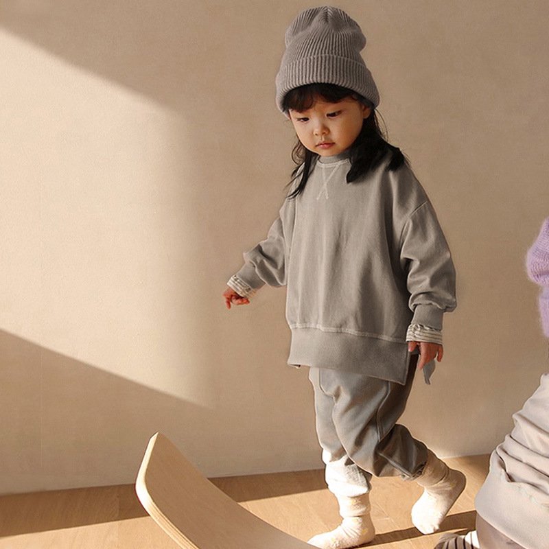 Kids boys girls sweatshirt and sweat pants children fleece sportswear set kids clothing sets