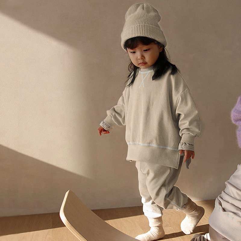 Kids boys girls sweatshirt and sweat pants children fleece sportswear set kids clothing sets