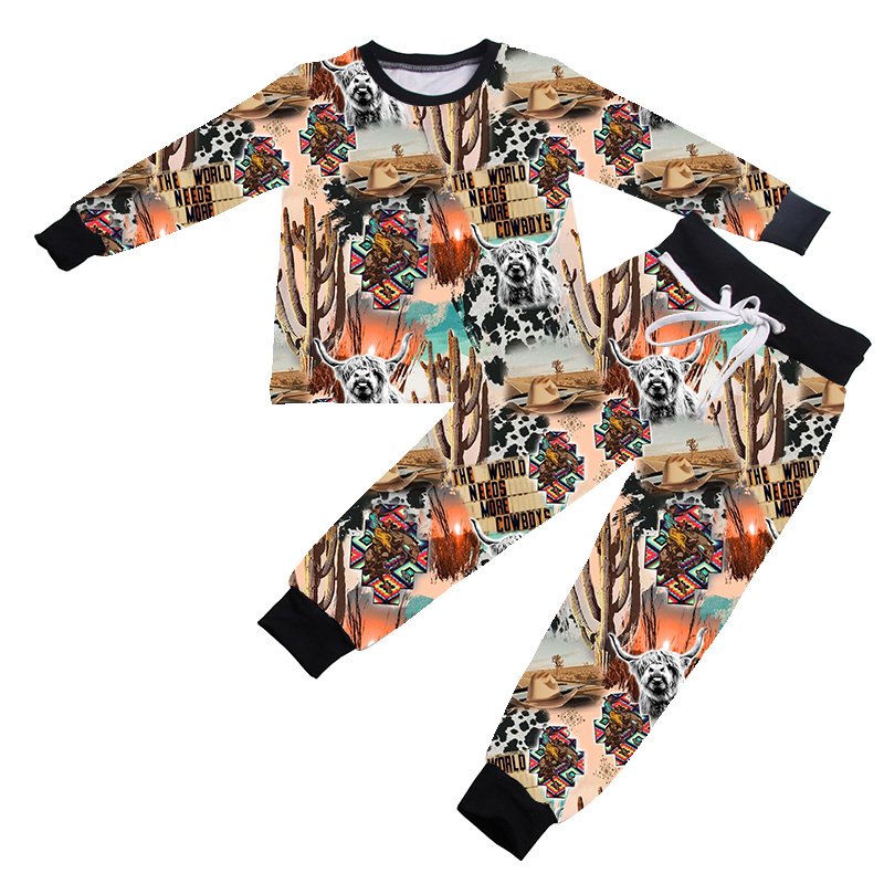 New Style Long Sleeve Shirts High Waist Jogger Pants Winter Kids Sport Wear Baby Boy Girl 2 Pieces Outfits Pajamas Sets