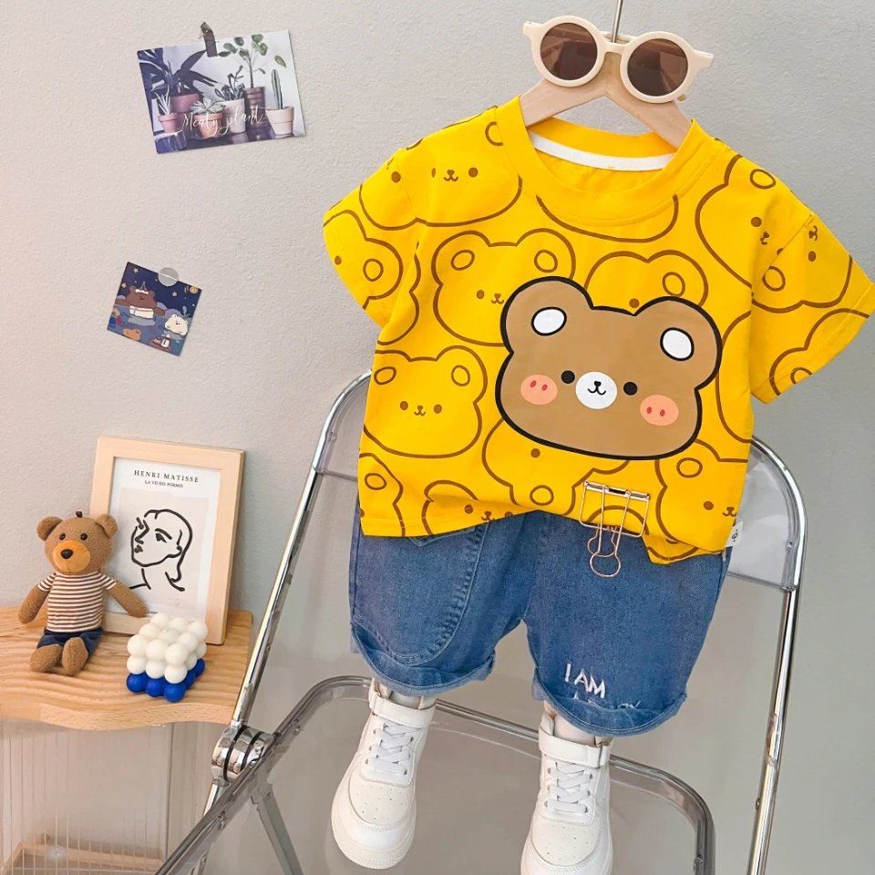 2024 year Guangzhou Latest summer shirt for kids boys plain t-shirt for baby boy clothing sets Dinosaur cartoon T-shirt for kids