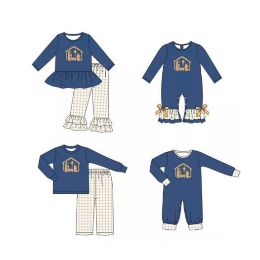 Baby Kids Plaid duck long sleeves boy pajamas Children Boutique Embroidery Duck Print Jackets Tops Toddler Sibling Clothing
