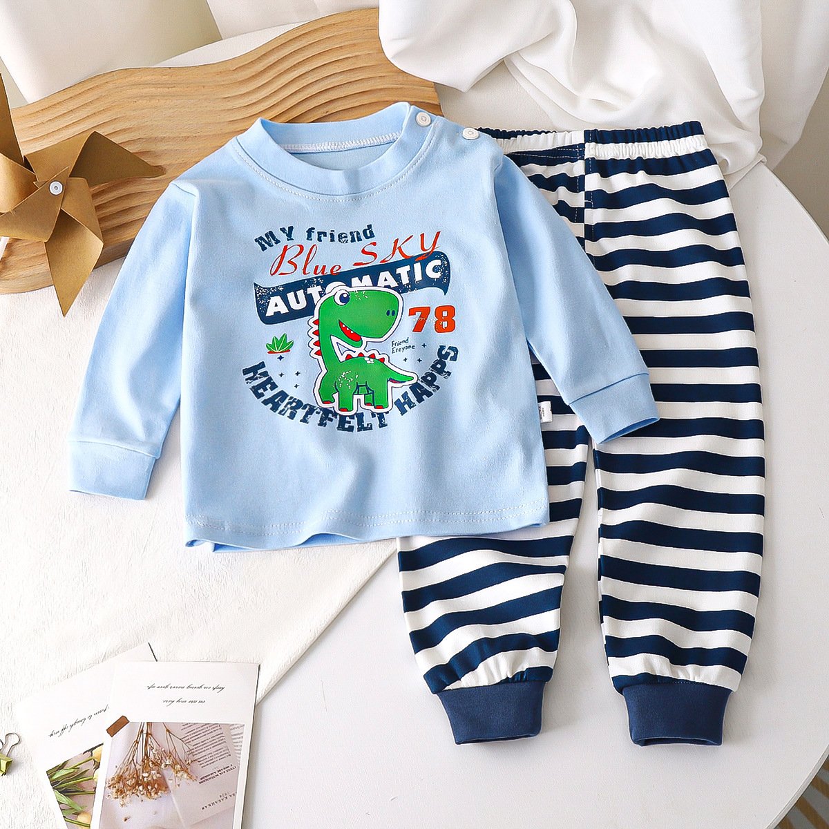Autumn new children's pure cotton cartoon autumn clothes and autumn trousers suit wholesale