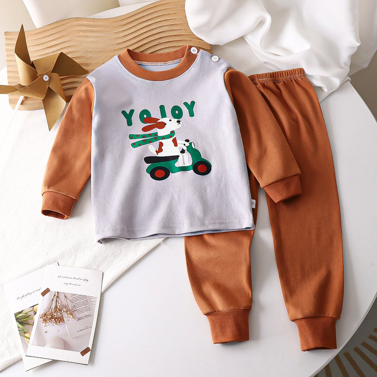 Autumn new children's pure cotton cartoon autumn clothes and autumn trousers suit wholesale