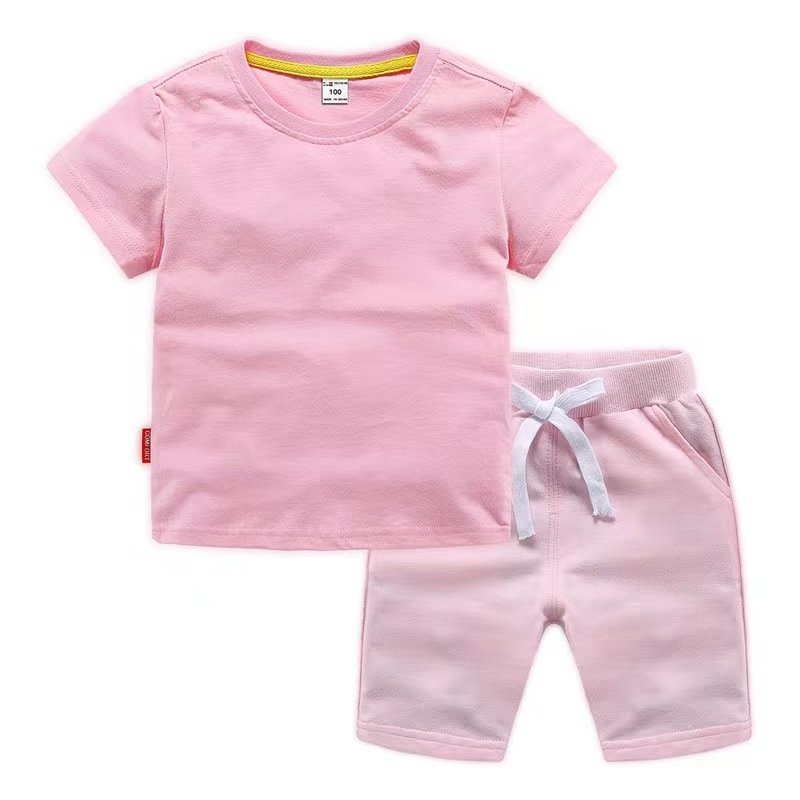 100% cotton summer children's clothes suit boys and girls 2-piece suit casual cartoon baby clothing set