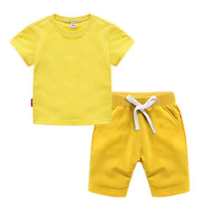 100% cotton summer children's clothes suit boys and girls 2-piece suit casual cartoon baby clothing set