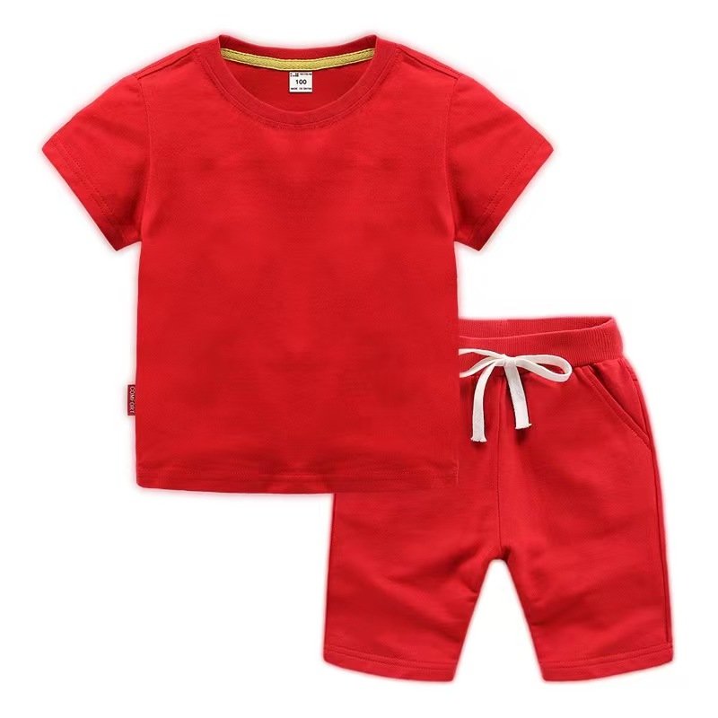 100% cotton summer children's clothes suit boys and girls 2-piece suit casual cartoon baby clothing set