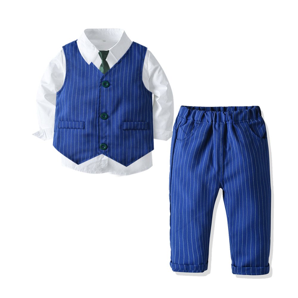 Children Gentleman Suit Kids Baby Long Sleeves Shirt+pants+vest 3pcs/Set Toddler Boys Clothing Set 20A919