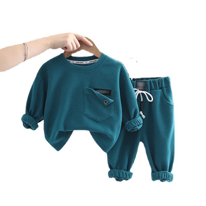 2023 Hot Sale Toddler Trendy Autumn Winter Boy 2 Piece Set Cotton Long Sleeve T Shirt Pants Casual Boys Clothes