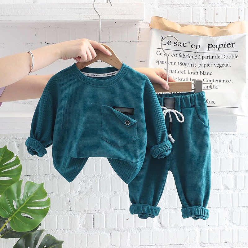 2023 Hot Sale Toddler Trendy Autumn Winter Boy 2 Piece Set Cotton Long Sleeve T Shirt Pants Casual Boys Clothes