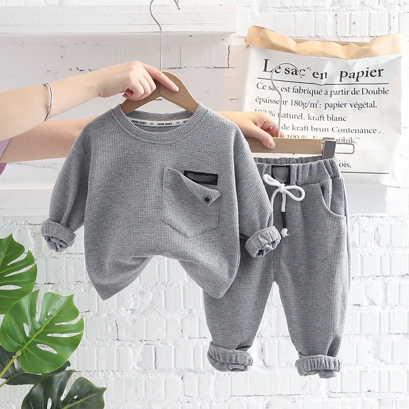 2023 Hot Sale Toddler Trendy Autumn Winter Boy 2 Piece Set Cotton Long Sleeve T Shirt Pants Casual Boys Clothes