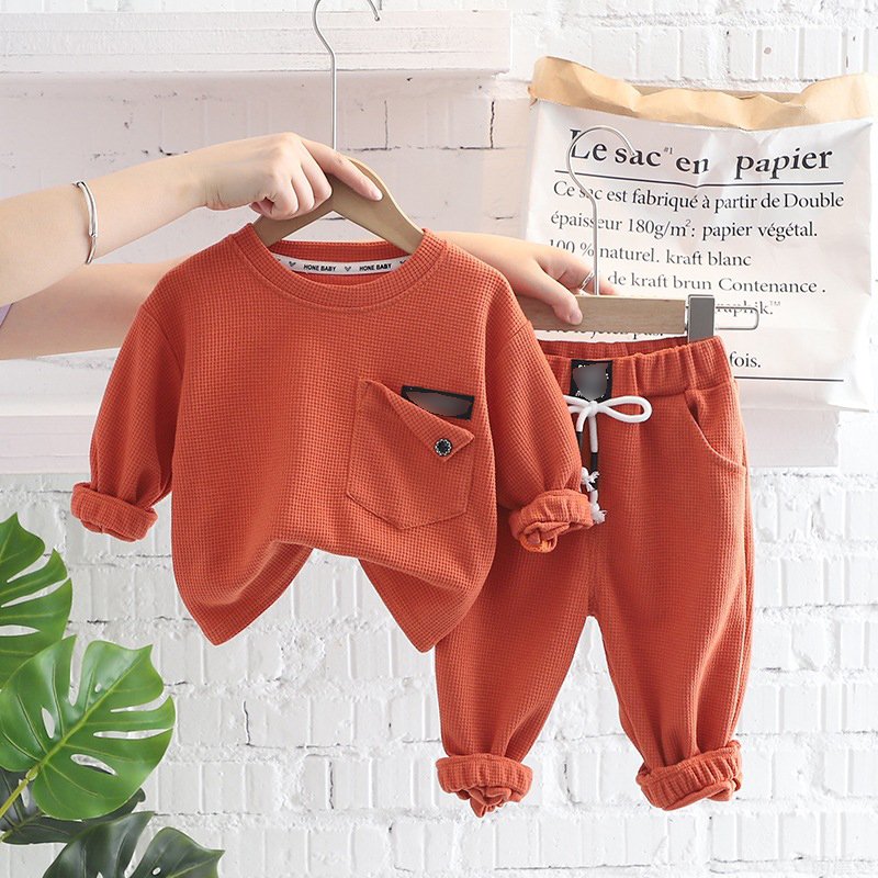 2023 Hot Sale Toddler Trendy Autumn Winter Boy 2 Piece Set Cotton Long Sleeve T Shirt Pants Casual Boys Clothes