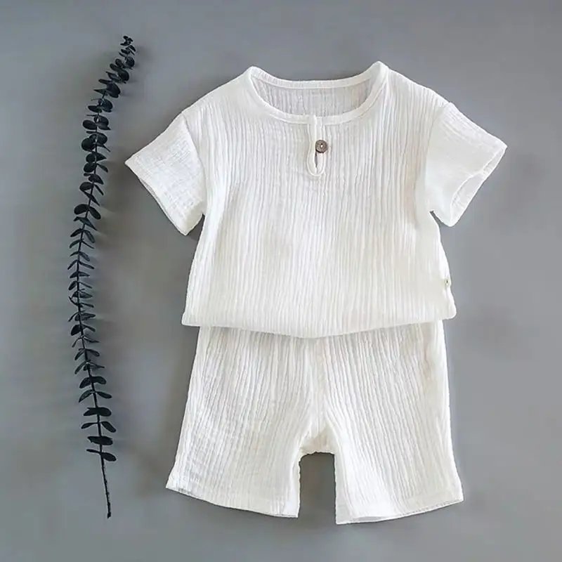 Summer Baby Girls Clothes Cotton And Linen Retro Kids Children Clothes Suits Boys Girls Clothing Sets