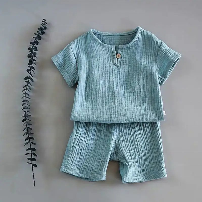 Summer Baby Girls Clothes Cotton And Linen Retro Kids Children Clothes Suits Boys Girls Clothing Sets