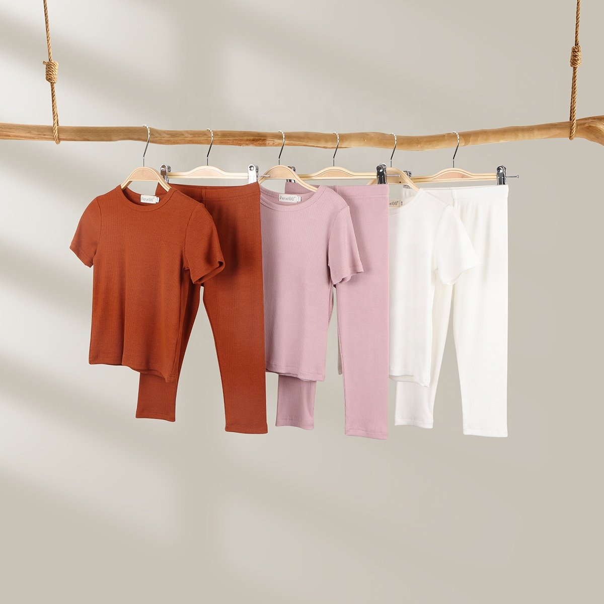 Unisex Bamboo Cotton Boy Clothing Sets Comfortable Baby Clothing Short Sleeve Ribbed Kids Pajamas for Toddlers for Summer