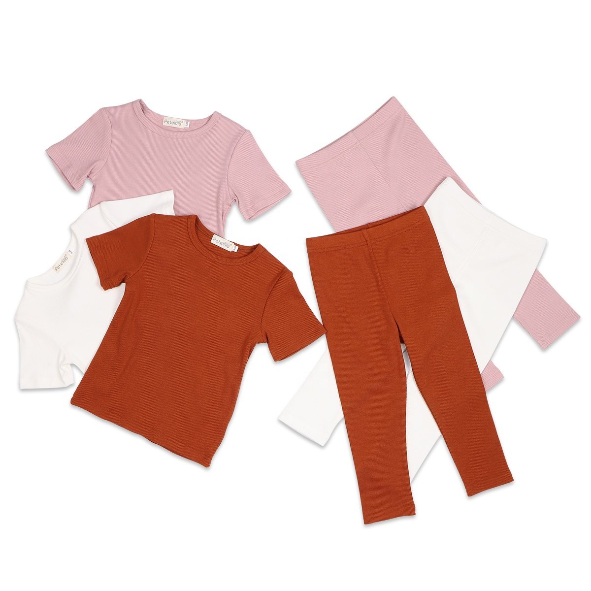 Unisex Bamboo Cotton Boy Clothing Sets Comfortable Baby Clothing Short Sleeve Ribbed Kids Pajamas for Toddlers for Summer