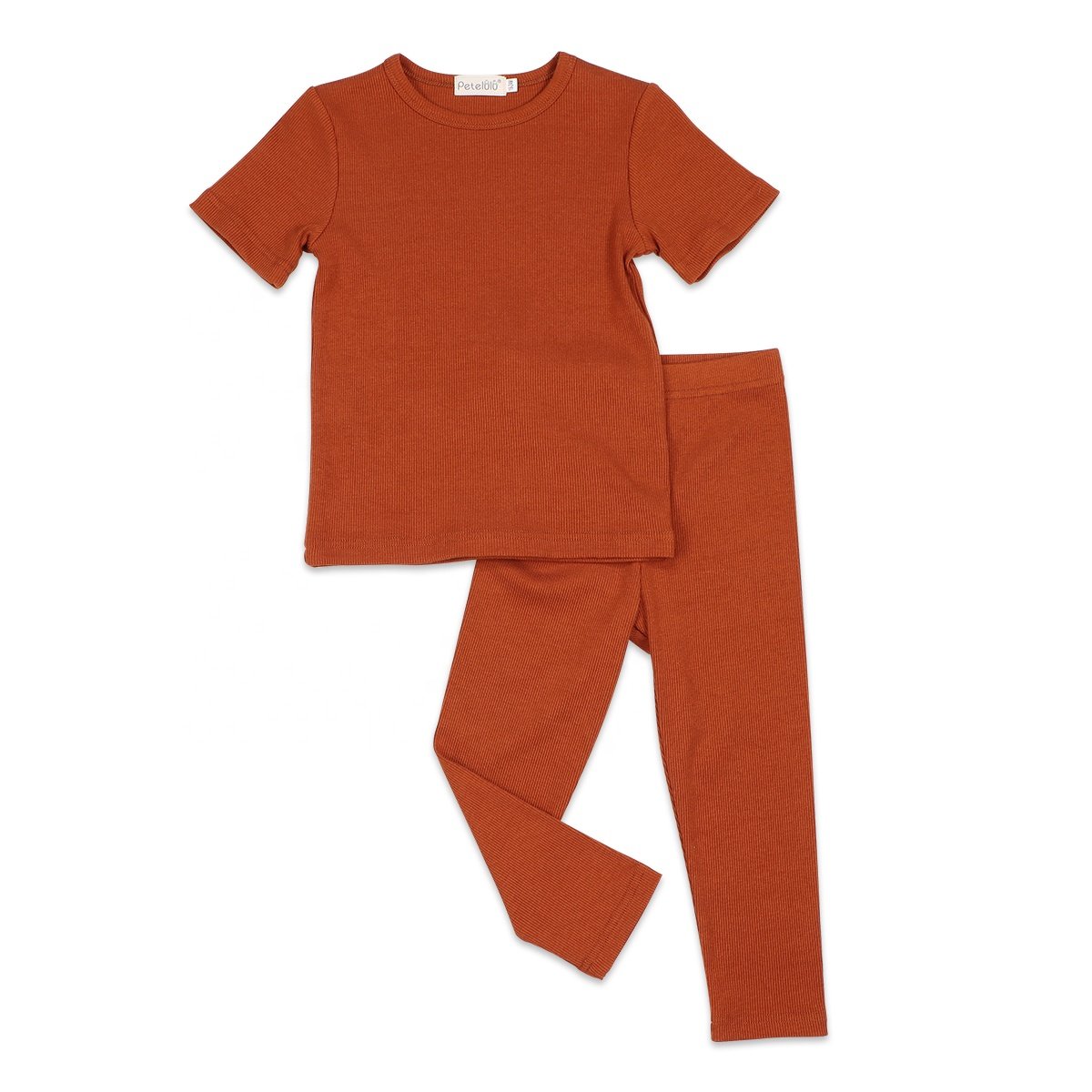 Unisex Bamboo Cotton Boy Clothing Sets Comfortable Baby Clothing Short Sleeve Ribbed Kids Pajamas for Toddlers for Summer