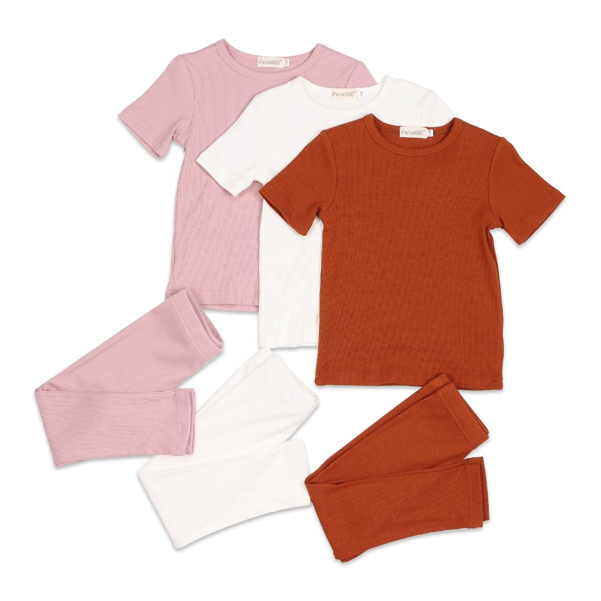 Unisex Bamboo Cotton Boy Clothing Sets Comfortable Baby Clothing Short Sleeve Ribbed Kids Pajamas for Toddlers for Summer