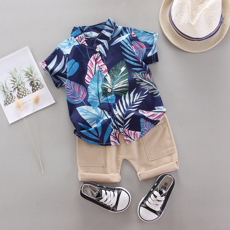 Baby clothing sets boys high-quality summer letter plaid pocket T shirt shorts kids clothing baby boy clothing sets