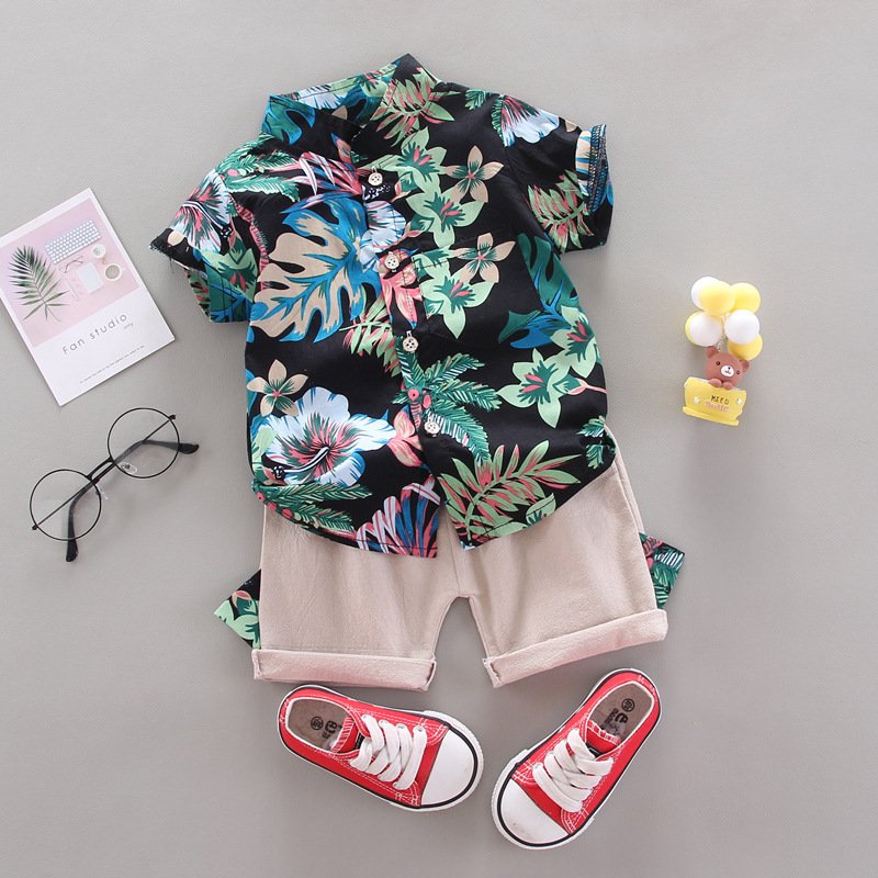 Baby clothing sets boys high-quality summer letter plaid pocket T shirt shorts kids clothing baby boy clothing sets