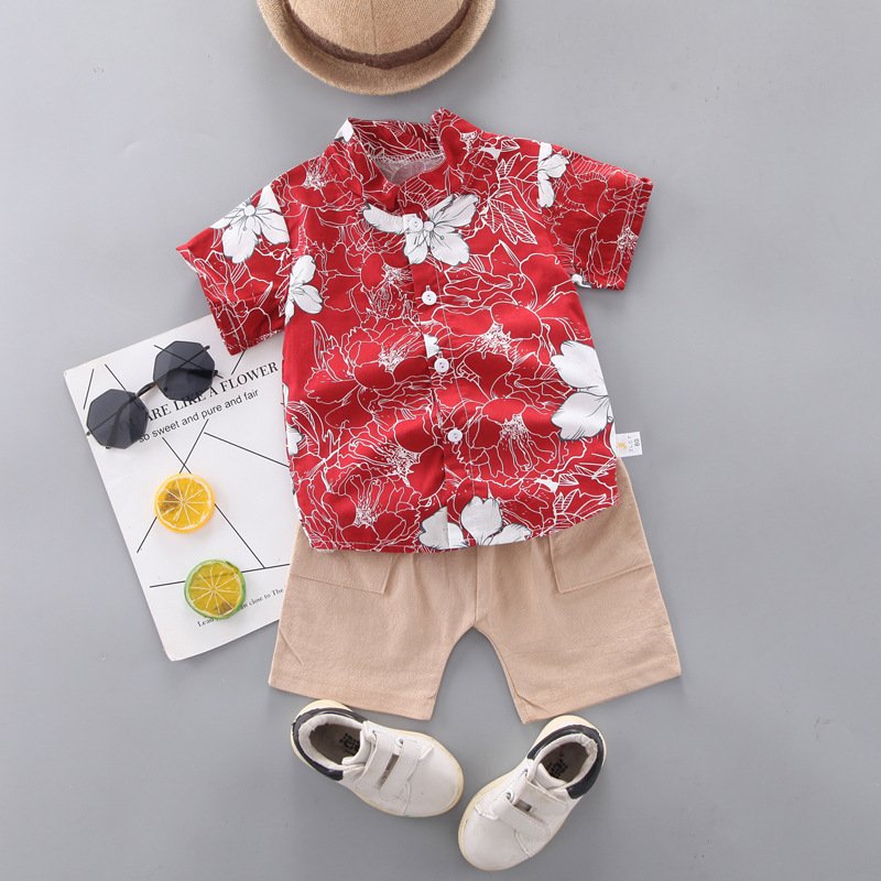 Baby clothing sets boys high-quality summer letter plaid pocket T shirt shorts kids clothing baby boy clothing sets