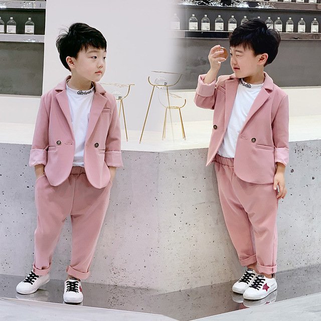 Boys 90-140cm height new spring boys clothing set for wedding birthday blazer+pant handsome boys clothes sets 2pcs