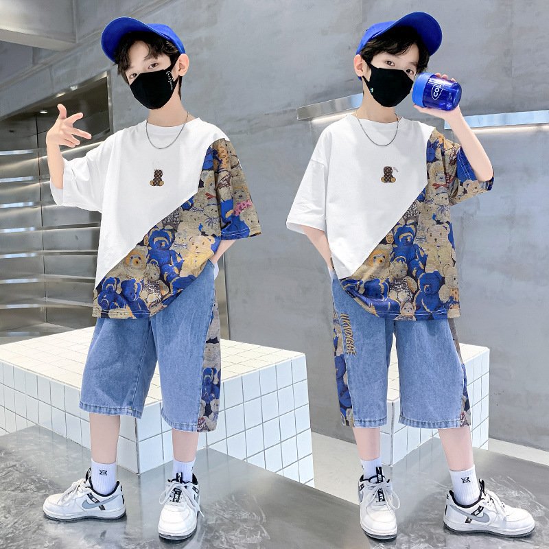 Casual Style Summer boy's clothing T-shirt Boys Kid Sets designers clothes Teen Boys Clothing Wholesale Children Clothing Sets