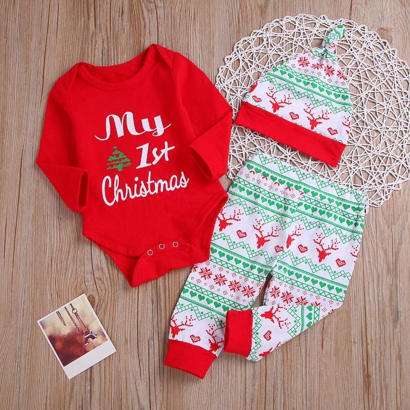 2023 Girls' Clothing Sets Newborn Baby Girl Boy Long Sleeve My First Christmas Clothes MFCG-003