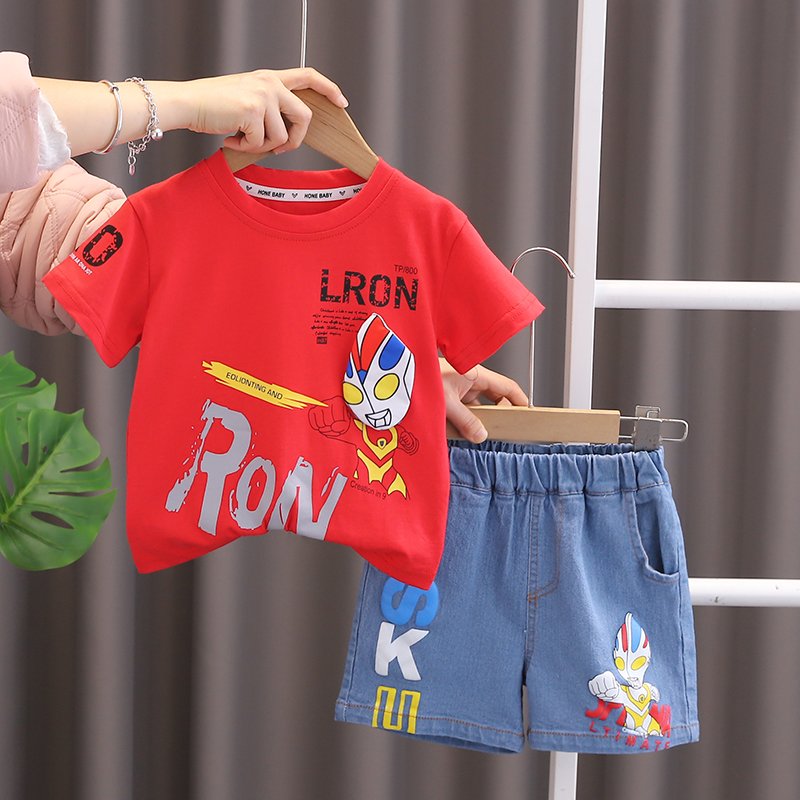 2024 New Summer Baby Clothes for 3 Years Kids ODM Supply Cheap Cartoon Character Outfit Shorts and jeans boys Shorts Sets