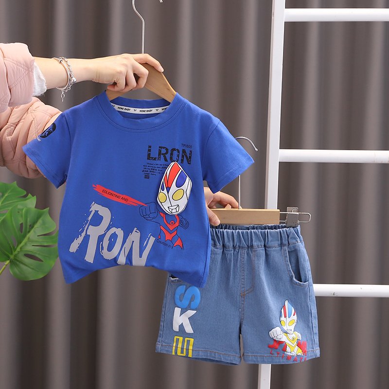 2024 New Summer Baby Clothes for 3 Years Kids ODM Supply Cheap Cartoon Character Outfit Shorts and jeans boys Shorts Sets