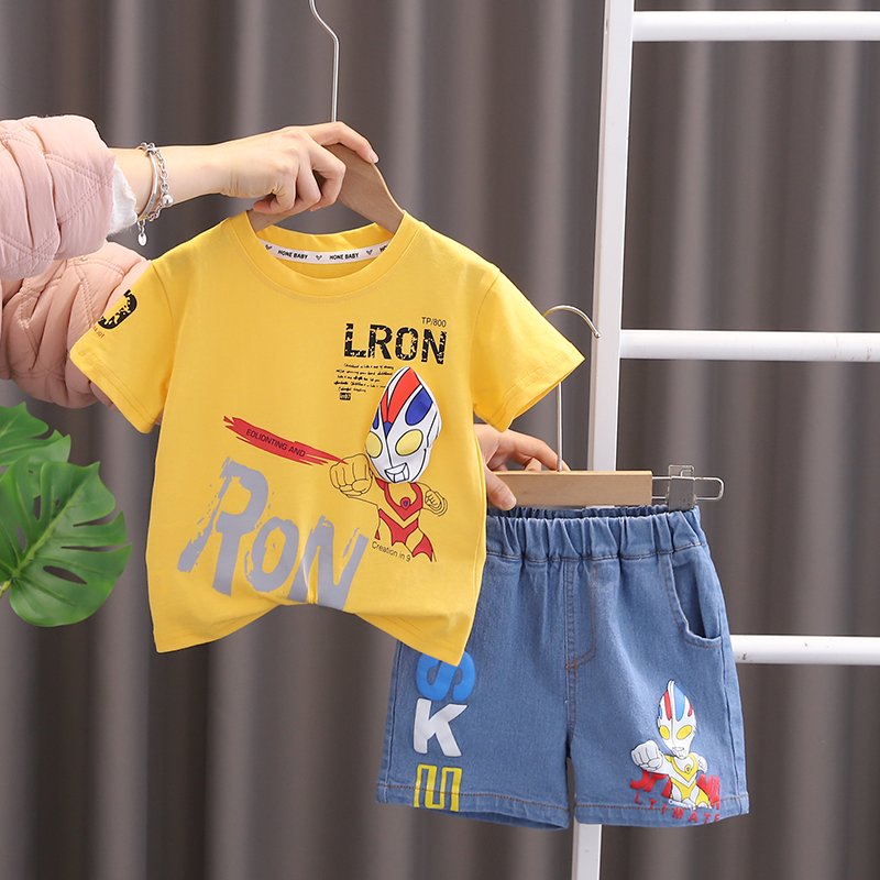 2024 New Summer Baby Clothes for 3 Years Kids ODM Supply Cheap Cartoon Character Outfit Shorts and jeans boys Shorts Sets