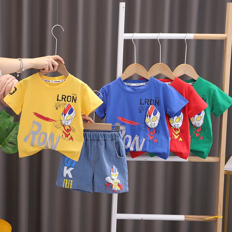 2024 New Summer Baby Clothes for 3 Years Kids ODM Supply Cheap Cartoon Character Outfit Shorts and jeans boys Shorts Sets